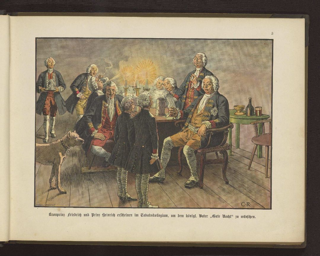 Kronprinz Friedrich und Prinz Heinrich erscheinen im Tabakskollegium Kronprinz Friedrich und Prinz Heinrich erscheinen im Tabakskollegium
